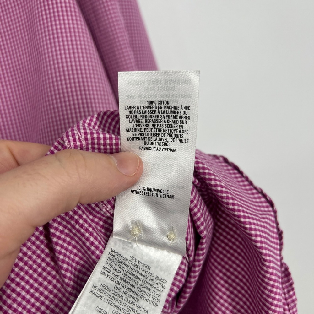Ted Baker Endurance Mens 16 34/35 Pink Gingham Dress Shirt Long Sleeve Cotton - Picture 10 of 12